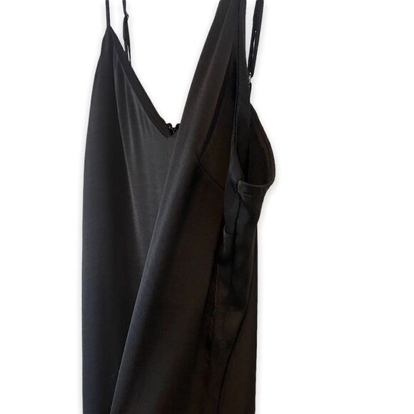 Y2K Slip Dress cowl neck Flowy Spaghetti Strap Black Maxi chic Dress - Picture 5 of 9